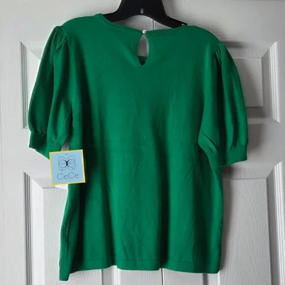 NWT CeCe Green Knit Top L - Picture 8 of 9